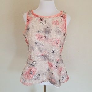 Banana Republic peplum sequin floral blouse